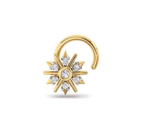 Exquisite Diamond Nose Ring (0.04 Ct), 18 Kt Yellow Gold