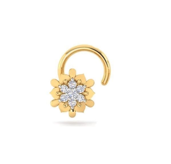 Diamond Nose Pin (0.05 Ct), 18 Kt Yellow Gold Jewellery