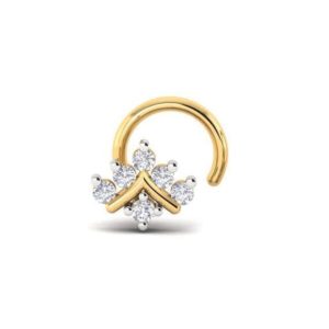 Diamond Nose Ring (0.11 Ct), 18 Kt Yellow Gold Jewellery