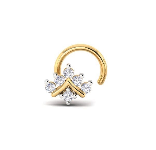 Designer Stone Studded Premium Gold Plated diamond nose-ring or Nose Pin -  SHREEVARAM - 3227338