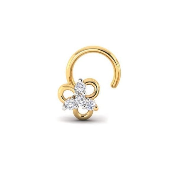 Diamond Nose Pin (0.08 Ct), 18 Kt Yellow Gold Jewellery