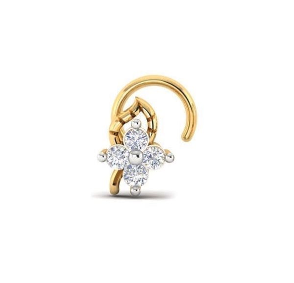 Diamond Nose Pin (0.09 ct), 18 Kt Yellow Gold Jewellery