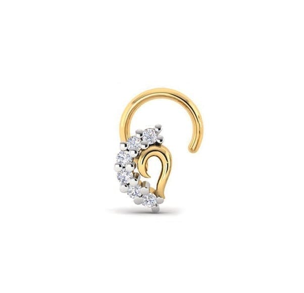 Solid 14KT White Gold (April) 1.5mm Genuine Diamond Nose Ring