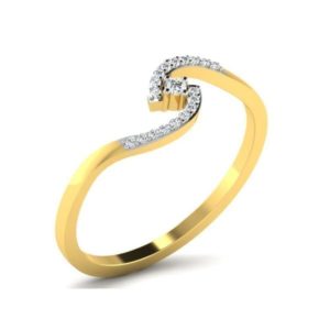 18K Gold Ring in (1.280 gram) with Diamonds (0.09 Ct) for Women