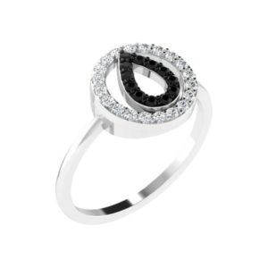 White Gold ring set with Black and White Diamonds