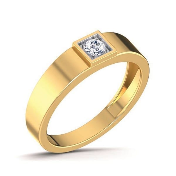 Sleek Diamond Ring (0.16 Ct) 18Kt Gold (5.370 Gram) for Men