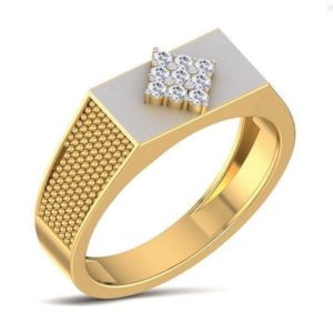 Men's Diamond Ring In 18K Gold (6.970 Gram) With 0.17 Ct Diamonds