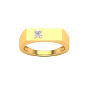 Simple 18K Gold Ring (4.990 Gram) With Diamonds (0.07 Ct) For Men