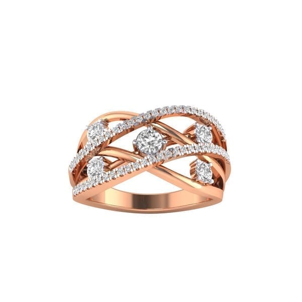 Diamond Ring (0.40 Ct) in 18Kt Gold (3.620 gram) for Women