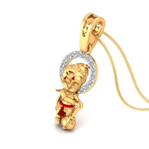 Pendant In 18Kt Gold (1.220 Gram) With Diamonds For Kids