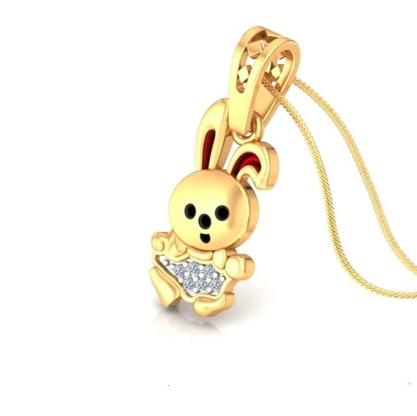 Bunny Diamond Pendant In 18Kt Gold (1.350 Gram) for kids