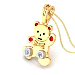 Teddy Bear Diamond  Pendant 18Kt Gold (2.420 Gram) For Kids