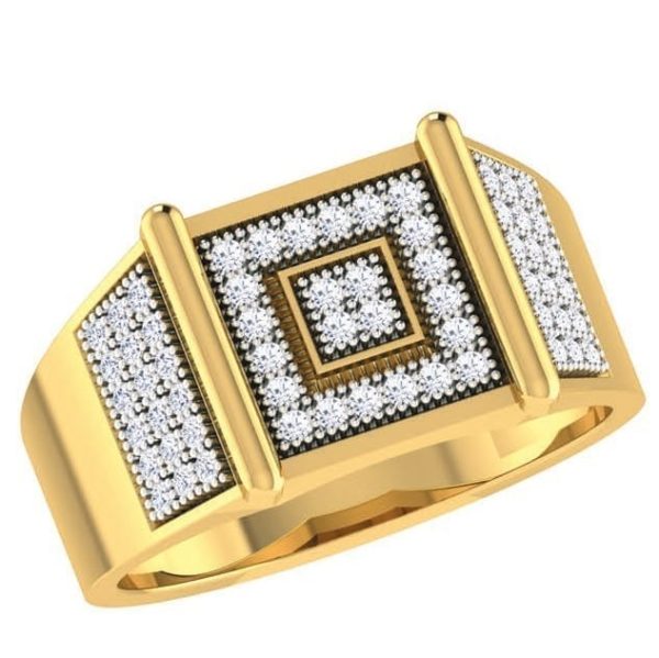 Men's Ring in 18Kt Gold studded with Diamonds (0.65 Ct)