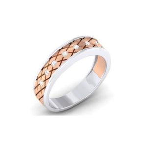 Sleek 2-Tone 18K Gold Ring (6.080 Gram) with Diamonds (0.31 Ct)