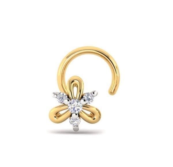 Beautiful Diamond Nose Ring (0.03 Ct) in  18 Kt Yellow Gold