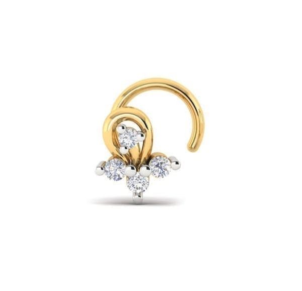 Diamond Nose Pin (0.05 ct), 18 Kt Yellow Gold Jewellery