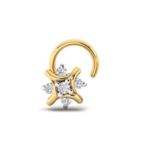 Exquisite Diamond Nose Ring (0.05 Ct) in 18 Kt Yellow Gold