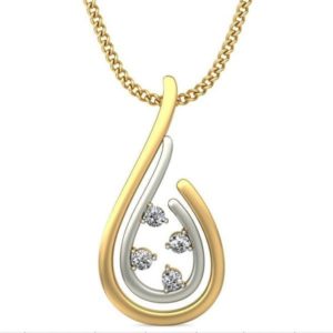 Diamond Pendant In 2-tone 18Kt Gold (1.290 Gram) for Women