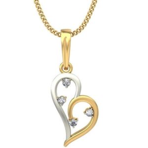 Diamond  Heart  Pendant In 2-Tone 18Kt Gold (1.190 Gram) 