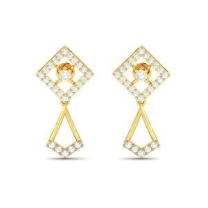 Diamond Earring in 18Kt Gold (2.500 gram) with Diamonds (0.37 Ct)