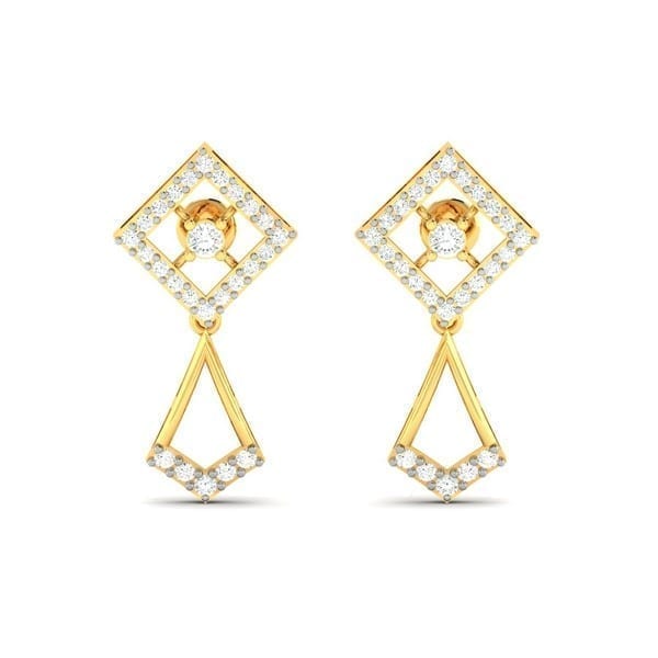Diamond Earring in 18Kt Gold (2.500 gram) with Diamonds (0.37 Ct)
