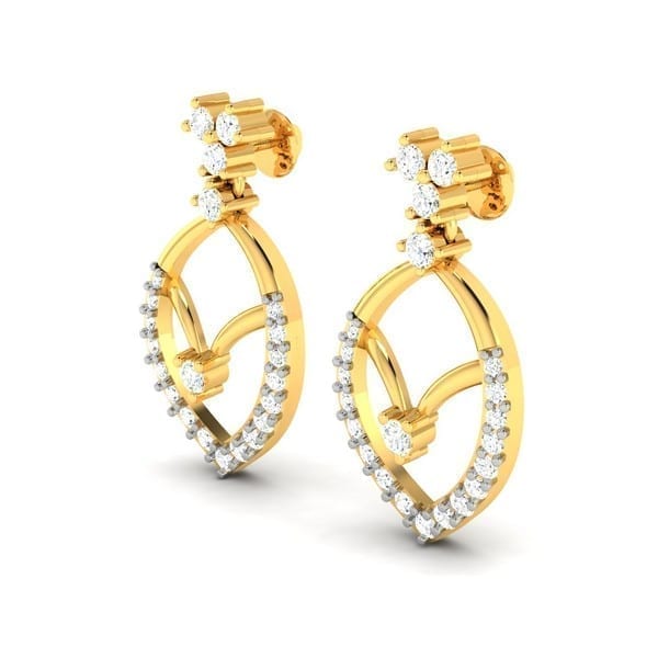 Diamond Earring in 18Kt Gold (2.700 gram) with Diamonds (0.45 Ct)