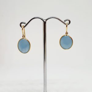 Aquamarine Gemstone Earrings, Hoops In 18Kt Gold (1.800 Grams)