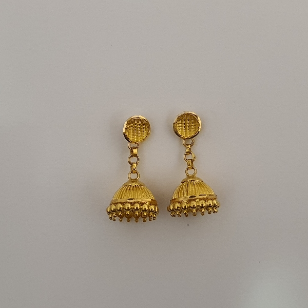 Gold Jhumkis (4.330 Grams), 22Kt Plain Yellow Gold Jewellery – Earrings