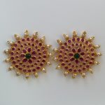 Gold Stud Earrings (9.350 Grams) with Synthetic Stones