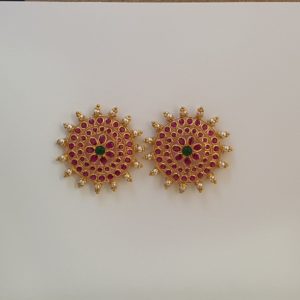Gold Stud Earrings (9.350 Grams) with Synthetic Stones