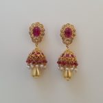 Handcrafted Ethnic Gold Jumkas set with Synthetic Stones