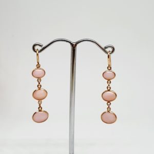 Pink Opal Gemstone Earrings | Hoops In 18K Gold (1.900 Grams)