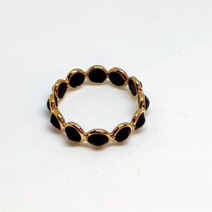 Black Spinel Ring With Moonstone In 18Kt Yellow Gold (1.110 Grams)
