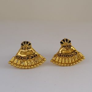 Plain Gold Earrings (3.350 Grams), 22Kt Plain Yellow Gold Jewellery – Gold Ear Studs