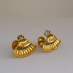Plain Gold Earrings (3.400 Grams), 22Kt Plain Yellow Gold Jewellery – Gold Ear Tops