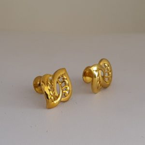 Plain Gold Earrings (2.730 Grams), 22Kt Plain Yellow Gold Jewellery – Gold Ear Studs