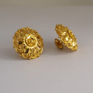 Plain Gold Earrings (4.750 Grams), 22Kt Plain Yellow Gold Jewellery – Gold Ear Tops