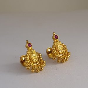 Plain Gold Earrings (2.230 Grams), 22Kt Plain Yellow Gold Jewellery – Gold Ear Studs
