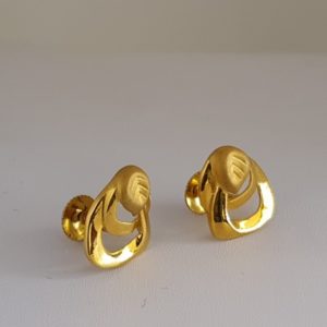 Plain Gold Earrings (3.080 Grams), 22Kt Plain Yellow Gold Jewellery – Ear Studs