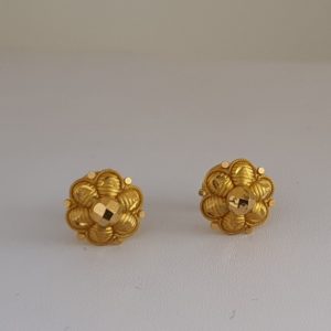 Plain Gold Earrings (3.080 Grams), 22Kt Plain Yellow Gold Jewellery – Ear Studs
