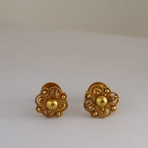 Plain Gold Earrings (2.080 Grams), 22Kt Plain Yellow Gold Jewellery – Gold Ear Tops