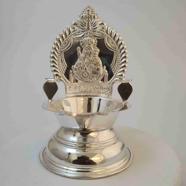 Silver lamp (61 Gms) in 925 Silver embossed with Mother Mary