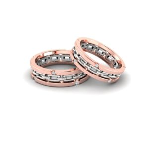 Diamond (0.28 cts) Wedding Bands in Classic Two Tone Platinum &18K Gold