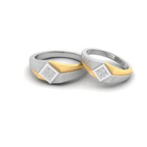 Platinum and 18K Gold Couple Rings with Diamonds (0.28 Ct)
