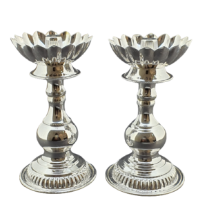 Handcrafted Silver Lotus Pooja Lamps (91.500 Grams)