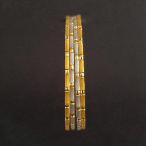 Gold Bangles (36.430 Gms) set of 4 in 22K Yellow Gold & White rhodium finish