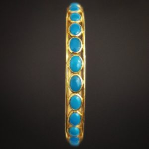 18K Yellow Gold bangles (12.910 Gms) set with Turquoise for Women