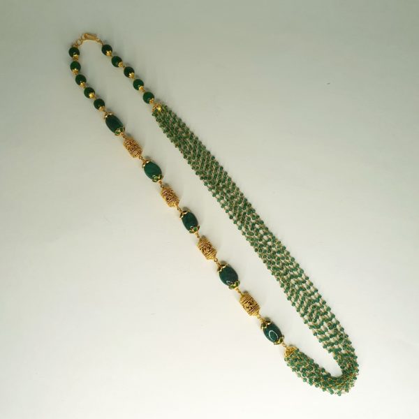 Emerald Bead Necklace (30.930 Gms) set in 22K Yellow Gold