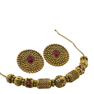 22K Plain Gold Handmade Necklace Set (32.600 Grams) for Women