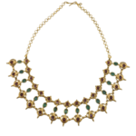 18K Yellow Gold Necklace (36.100 Grams) set with Emeralds & Garnets